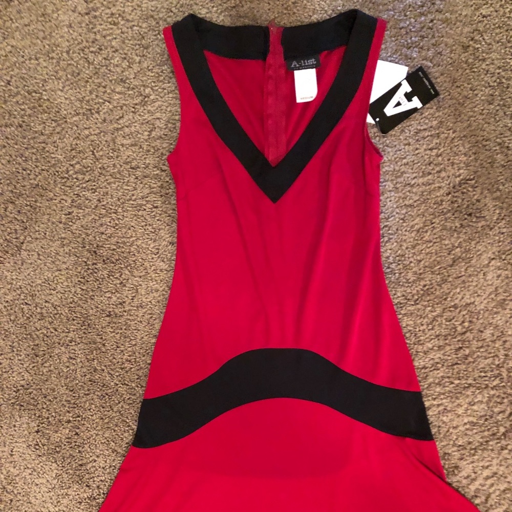 A-List red sheath dress.